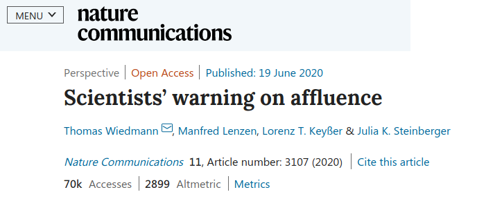 Scientists’ Warning on Affluence