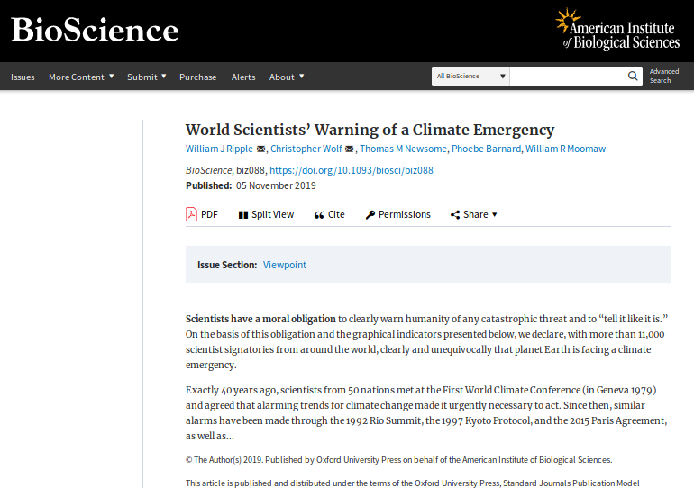 Scientists’ Warning of a Climate Emergency (2019)